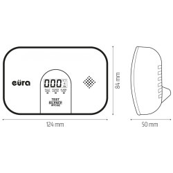 Autonomous Carbon Monoxide Detector with LCD Display and Thermometer Acoustic Optical Battery Alarm EURA CD-45A2/V2