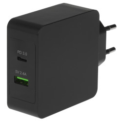 Încărcător de rețea USB-C PD Power Delivery 45W USB-A 12W QC 3.0 Încărcător rapid pentru telefon laptop tabletă Green Cell CHAR1
