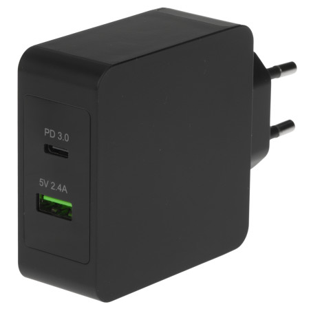 Φορτιστής Τοίχου USB-C PD Power Delivery 45W USB-A 12W QC 3.0 Ταχύς Φορτιστής για Laptop Tablet Smartphone Green Cell CHAR10