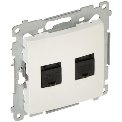 Doppelte Computer-Enddose 2x RJ45 UTP Kat. 6 Unterputz weiß LAN Internet Installation Zubehör KONTAKT Simon D62.01/11-SIMON54