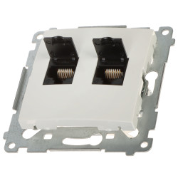 Double computer terminal socket 2x RJ45 UTP cat. 6 flush-mounted white LAN internet network installation accessories KONTAKT Sim