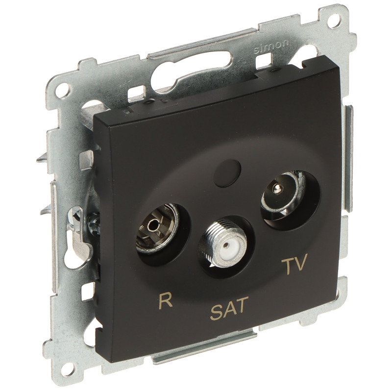 Presa d'antena final R-TV-SAT encastada negre mat equipament elèctric KONTAKT Simon DASK.01/49-SIMON54