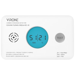 Karbonmonoksiddetektor med LCD-skjerm, elektrokjemisk sensor, 85dB sirene, TUV-sertifikat, termometer Virone DC-10