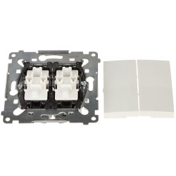 Dvigubas kryžminis jungiklis 250V 10A baltas potinkinis Nature Premium elektros instaliacijos įranga šviesos jungiklis KONTAKT S