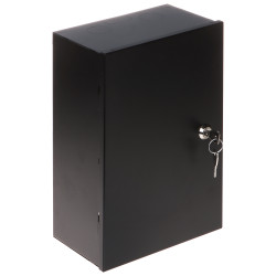 Metal Surface Mounted Enclosure Mounting Box with Wooden Plate and Lock Black RAL9005 Steel for Monitoring STALFLEX E-MB-TPR2-MP