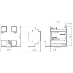 Font d'alimentació commutada per a carril DIN 24V 2.5A 60W regulació de tensió muntatge TS35 Delta Electronics DRC-24V60W-1AZ