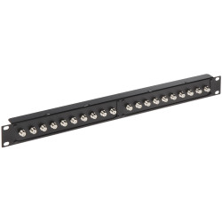 Elosztó aljzat patch panel 20x F-F 19 hüvelykes RACK szekrényhez 1U TV SAT kábelrendező földelés leválasztással DELTA G-20F/R19