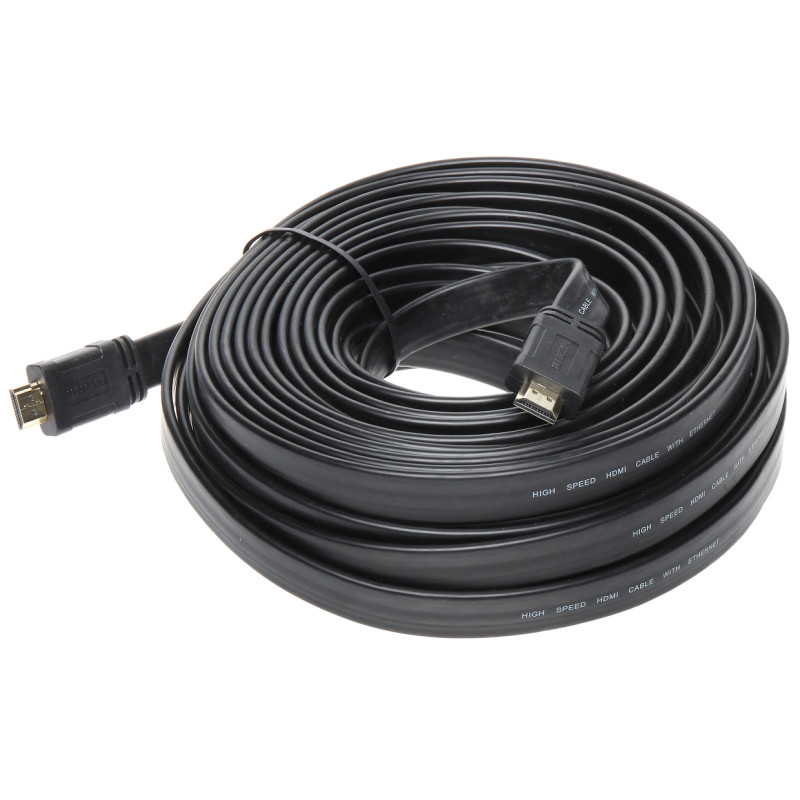 HDMI 1.4 Flat Cable 4K UHD 30Hz Gold Plated Plugs Flexible 15m Delta Multimedia HDMI-15-FL