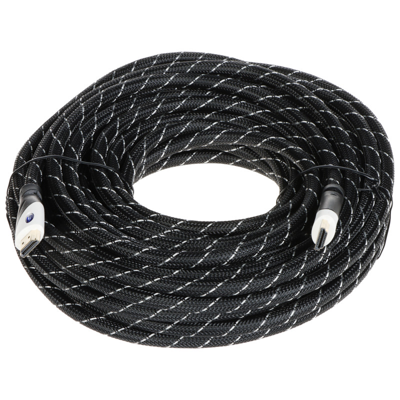 HDMI 1.4b-kabel 15m 26AWG gullbelagte kontakter High Speed Ethernet 4K 30Hz robust Delta Multimedia HDMI-15-PP