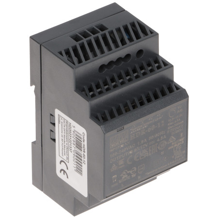 Τροφοδοτικό μεταγωγής ράγας DIN 12V DC 4.5A 54W εξαιρετικά λεπτό αποδοτικό σταθεροποιημένο για ερμάρια ελέγχου MEAN WELL HDR-60-