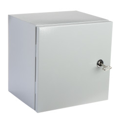 Hermetisk stålkabinet IP66 IK10 udendørs monteringsboks 255x300x300mm grå metalplade Delta HOC-303025