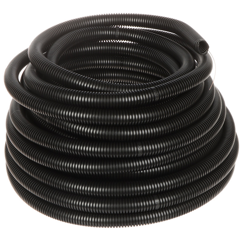 Tub corrugat amb guia 25mm 750N UV negre 25m protector de cables PVC flexible per a instal·lacions Delta KRK-25P-UV/25M