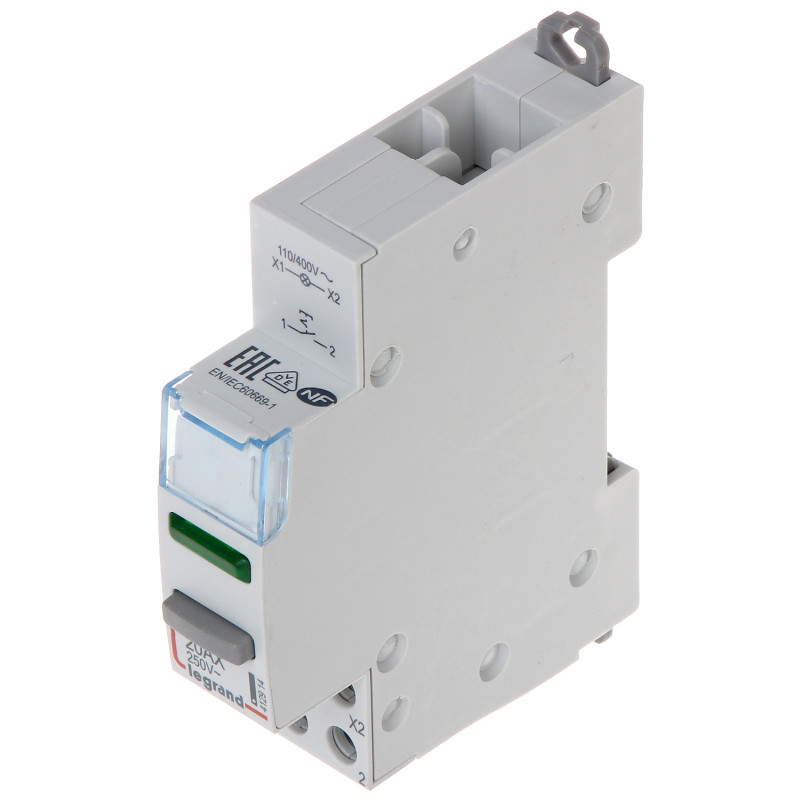 单路双稳态按钮开关带指示灯 1x NO 20A DIN导轨 TS-35 电路控制 LEGRAND LE-412914