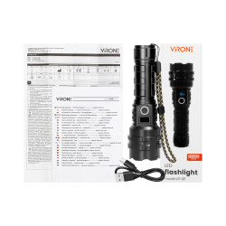 Wiederaufladbare LED-Taschenlampe 1200lm USB-C Powerbank Zoom IPX4 VIRONE LT-27