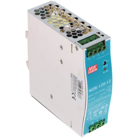 Импулсно захранване за DIN шина 12V 10A 120W стабилизирано индустриално Mean Well MEAN WELL NDR-120-12