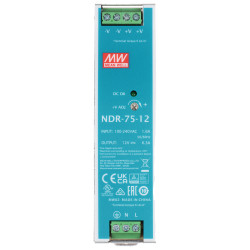 12V 6.3A 75W DIN Rail Switching Power Supply Industrial Stabilized TS-35 MEAN WELL NDR-75-12