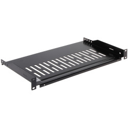 RACK 19 tuuman hylly 1U syvyys 254mm sarja 2 kpl musta teräs universaali Delta P19/254L*P2