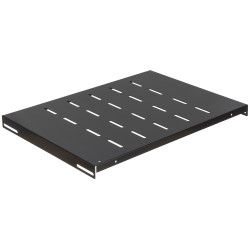 Hylle for 19-tommers RACK-skap 360mm dybde firepunktsmontering sett med 2 stk svart stål perforert Signal P19F/360*P2