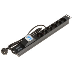 Πολύπριζο για ερμάριο RACK 19 ιντσών 1U 6 πρίζες 230V 16A διακόπτης προστασίας υπερέντασης 1.8m καλώδιο τροφοδοσίας PDU Delta PD