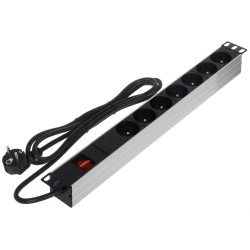 Захранващ разклонител за 19-инчов RACK шкаф 7 гнезда 230V 16A 1U PDU с ключ Delta PD-7/RACK