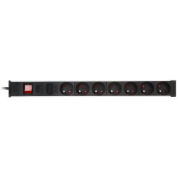 Régua de energia para bastidor Rack 19 polegadas 1U 7 tomadas com interruptor cabo 2m preta PDU distribuição de energia Delta PD