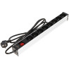 Strømskinne til 19 tommer rackskab 8 stik 230V 16A afbryder 2m kabel 1U sort PDU Delta PD-8K/RACK