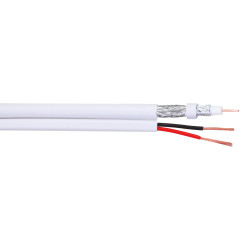 כבל קואקסיאלי RG59 עם הזנת מתח 2x0.75mm2 לבן 100 מטר למערכות אבטחה במעגל סגור DAHUA PFM941I-RG59N/21-100-WHITE