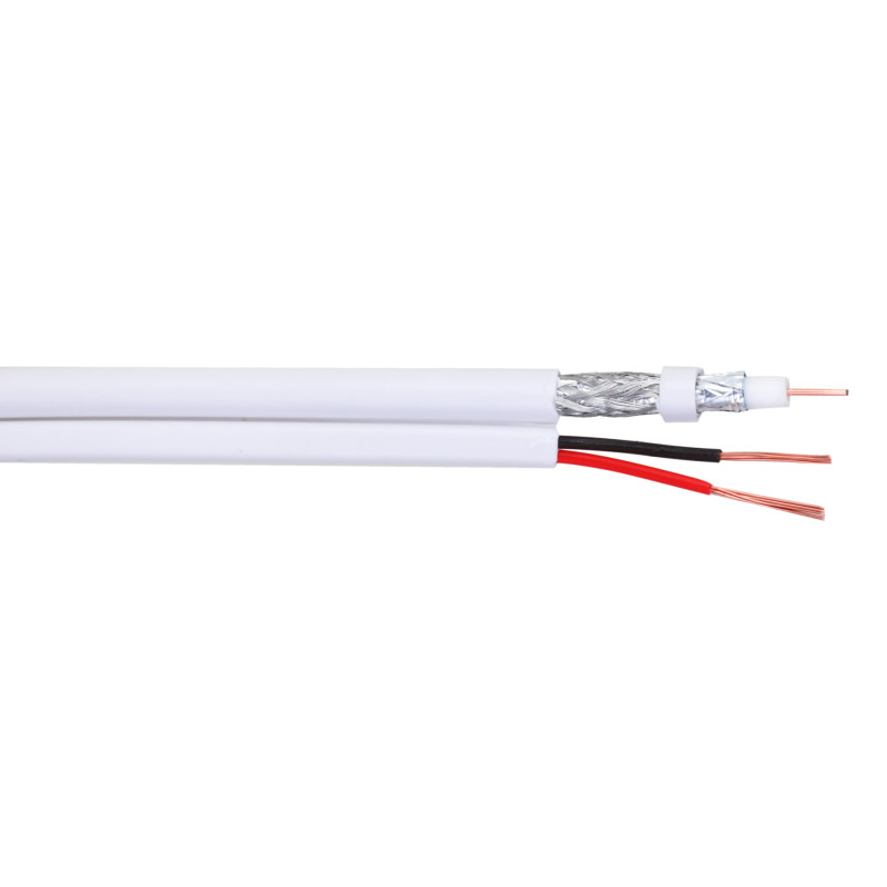 CCTV監視用RG59同軸ケーブル 電源線付き 2x0.75mm2 ホワイト 100m DAHUA PFM941I-RG59N/21-100-WHITE