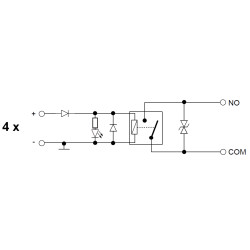 4-channel NO relay module for DIN rail 24V DC galvanic isolation electric strike bolt controller DELTA PK4-24-ZD