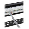 Patchpanel Keystone 24 porter RJ45 Kat.6 RACK 19 tommer 1U Verktøyfri Svart Metall Solid Nettverk LAN Delta Network PP-24/RJ-FX/