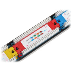 パッチパネル 24ポート RJ45 Cat. 5e UTP 19インチ 1U アングル型 ブラック LANケーブルオーガナイザー Delta PP-24/RJ-KAT