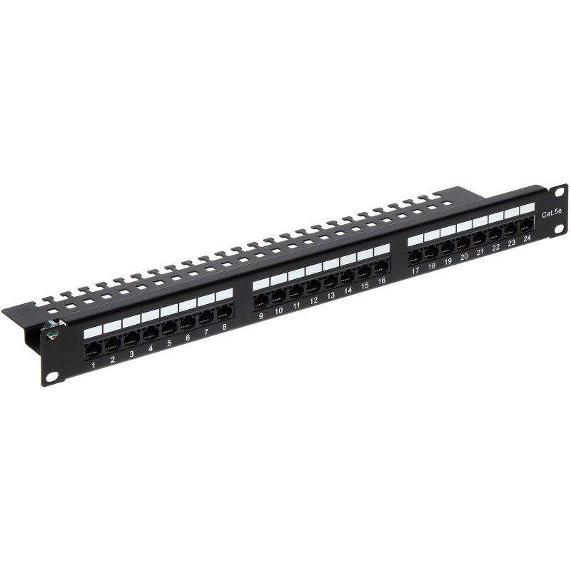 Patch Panel 24 Θύρες RJ45 UTP Cat.5e 1U 19 Ίντσες Μαύρο Οργάνωση Καλωδίων Δικτύου Delta Network PP-24/RJ/C