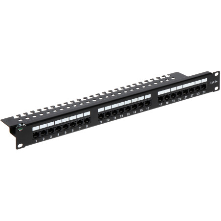 Patch Panel 24 Port RJ45 UTP Cat.5e 1U 19 Inch Black Network Cable Management Delta Network PP-24/RJ/C