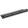 Panel Tampalan 24 Port RJ45 UTP Cat.5e 1U 19 Inci Hitam Pengurusan Kabel Rangkaian Delta Network PP-24/RJ/C