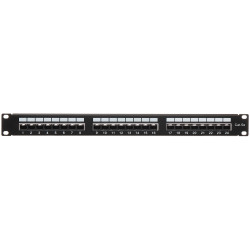 Patch Panel 24 Port RJ45 UTP Cat.5e 1U 19 İnç Siyah Ağ Kablosu Düzenleyici Delta Network PP-24/RJ/C