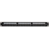 Patchpanel 24 porter RJ45 UTP Cat.5e 1U 19 tommer svart nettverkskabelorganisering Delta Network PP-24/RJ/C