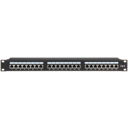 RJ-45 パッチパネル 24ポート FTP カテゴリ6 RACK 19インチ 1U シールド付き ブラック プロフェッショナルLANネットワークパッチパネル Delta PP-24/RJ6-C/FTP-S