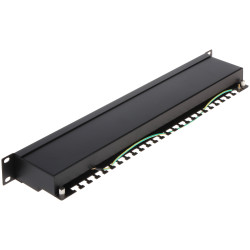 Panel de conexión RJ45 24 puertos FTP Cat.6 RACK 19 pulgadas 1U Blindado Negro Panel de parcheo de red LAN profesional Delta PP-