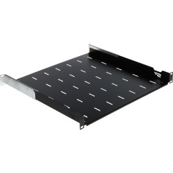 Adjustable shelf for 19 inch RACK cabinet 1U depth 450-610mm black universal steel mounting bracket STALFLEX S-RSA19-1U-450B