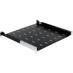 Reguleeritav riiul 19-tollisele RACK-kapile 1U sügavus 450-610mm must universaalne terasest kinnitusklamber STALFLEX S-RSA19-1U-