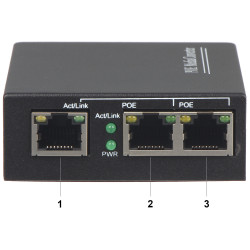 Switch PoE de 3 ports 2xPoE 802.3af 10/100 Mbps Industrial Desktop Font d'alimentació inclosa Accessoris CCTV Delta SPS-2P/1
