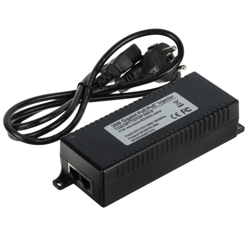 PoE Injector Gigabit Ethernet 30W 52V DC IEEE 802.3af/at อะแดปเตอร์จ่ายไฟสำหรับกล้อง IP และ Access Point Delta Network SPT-1G/1G