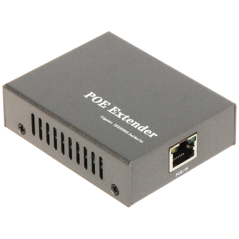 Gigabitový Ethernet PoE extender 100m Repeater Hi-PoE 802.3bt kovové pouzdro kaskádovatelný GTX SPT-POE/1-POE-BT