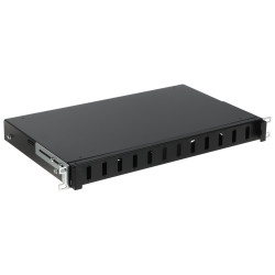 Painel de fibra óptica 19 polegadas 1U 12 portas SC Duplex LC Quad gaveta deslizante preto STALFLEX TFDP-19-1U-12D-SC-B