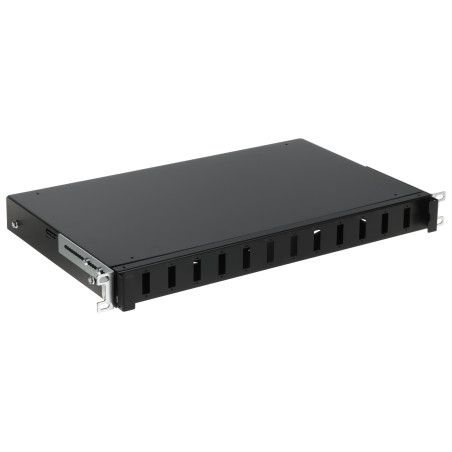 19 inch 1U 12 port SC Duplex LC Quad fiber optic patch panel sliding drawer black STALFLEX TFDP-19-1U-12D-SC-B