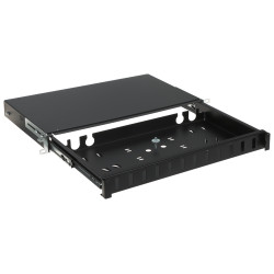 19 inch 1U 12 port SC Duplex LC Quad fiber optic patch panel sliding drawer black STALFLEX TFDP-19-1U-12D-SC-B