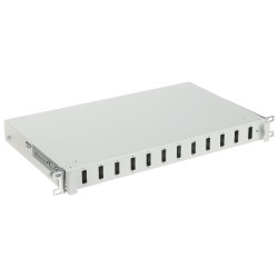 Fiberoptisk patchpanel 19 tommer 1U 12 porter SC Duplex LC Quad uttrekkbar skuff Rack grå STALFLEX TFDP-19-1U-12D-SC-G