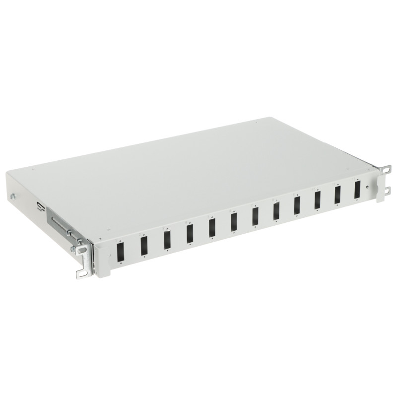 Panel de conexión de fibra óptica 19 pulgadas 1U 12 puertos SC Duplex LC Quad cajón extraíble Rack gris STALFLEX TFDP-19-1U-12D-