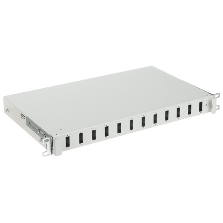 19 inch 1U 12 port SC Duplex LC Quad fiber optic patch panel sliding drawer Rack grey STALFLEX TFDP-19-1U-12D-SC-G