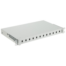 Painel de fibra ótica 1U 19 polegadas 12 portas SC Simplex LC Duplex gaveta deslizante cinza RAL7035 STALFLEX TFSP-19-1U-12S-SC-